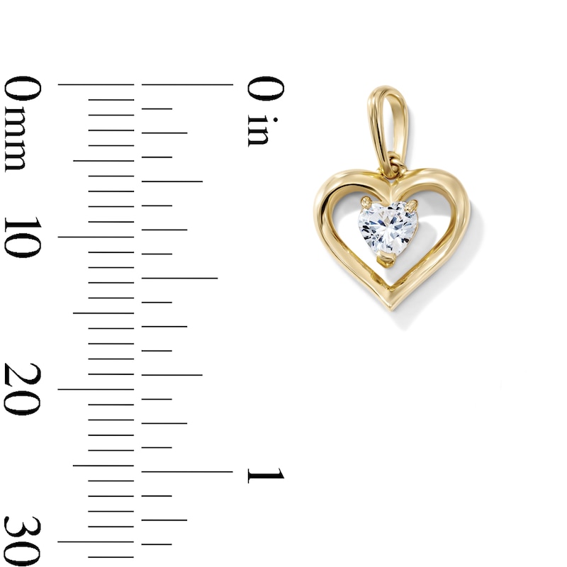 14K Gold-Plated CZ Open Heart Charm