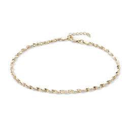 14K Gold-Plated Twisted Serpentine Anklet - 9" + 1"