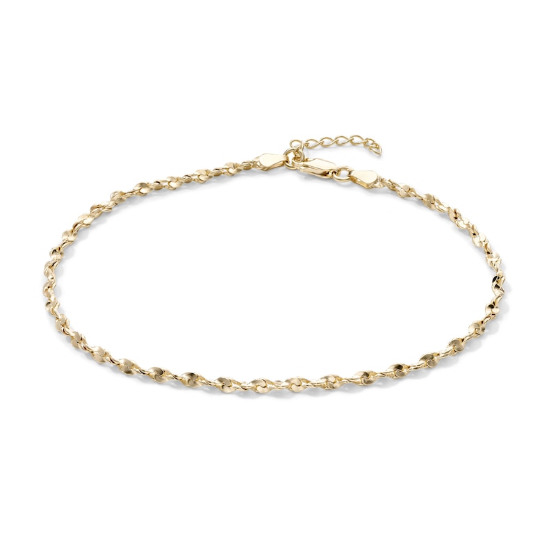 14K Gold-Plated Twisted Serpentine Anklet - 9" + 1"