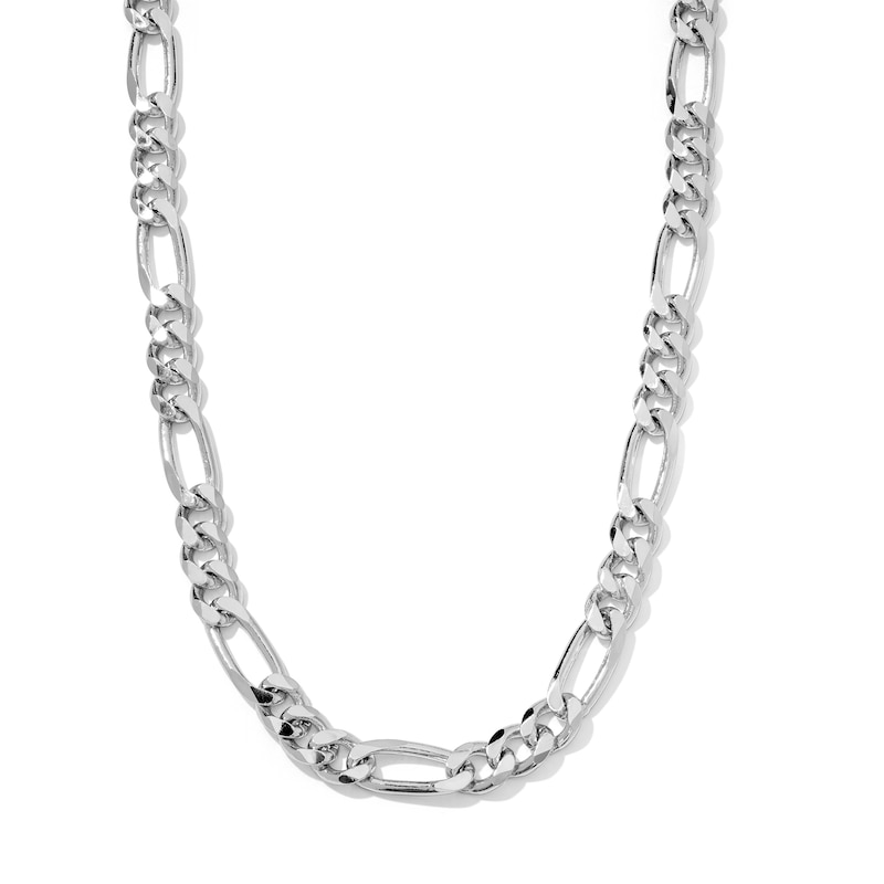 White Rhodium-Plated 6.3mm Figaro Chain - 20"