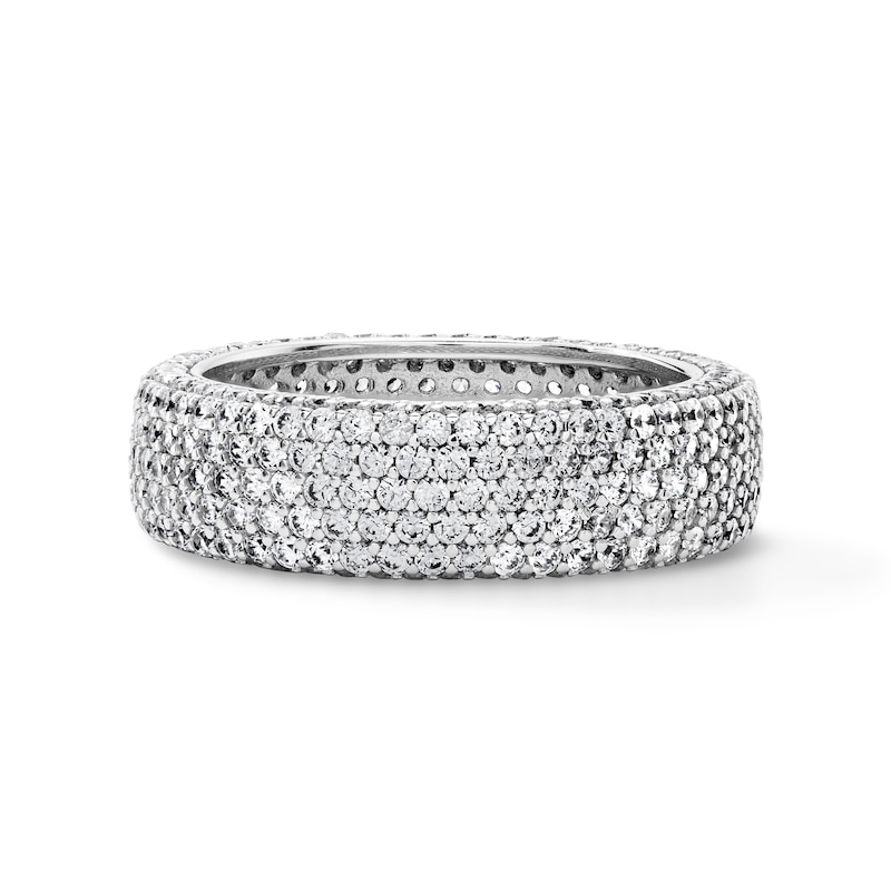 White Rhodium Plated CZ 5-Row Eternity Band - Size 10