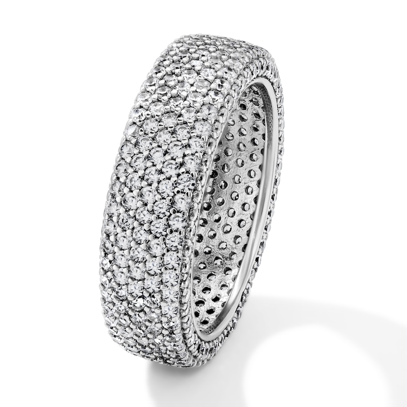 White Rhodium Plated CZ 5-Row Eternity Band - Size 10