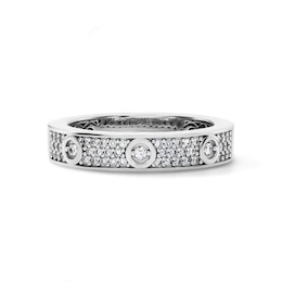 Silver-Plated CZ Accented Pavé Eternity Band - Size 10