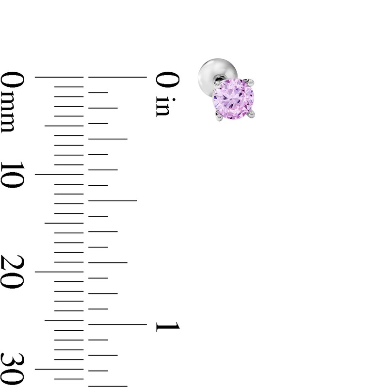 Child's Sterling Silver 4mm Pink CZ Studs