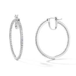 Silver-Plated CZ 45mm Inside-Out Hoops