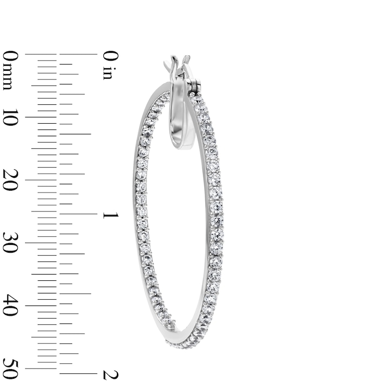 White Rhodium Plated CZ 45mm Inside-Out Hoops