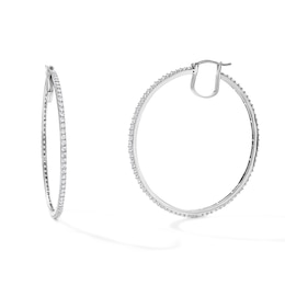 Silver-Plated CZ 65mm Hoops