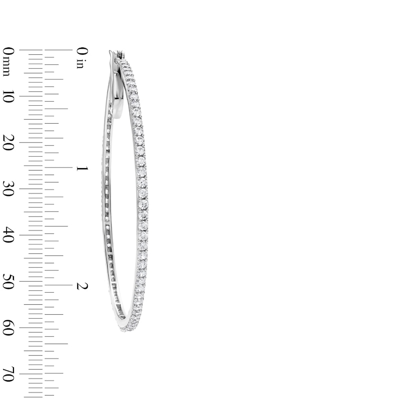 White Rhodium Plated Brass CZ 65mm Inside-Out Hoops