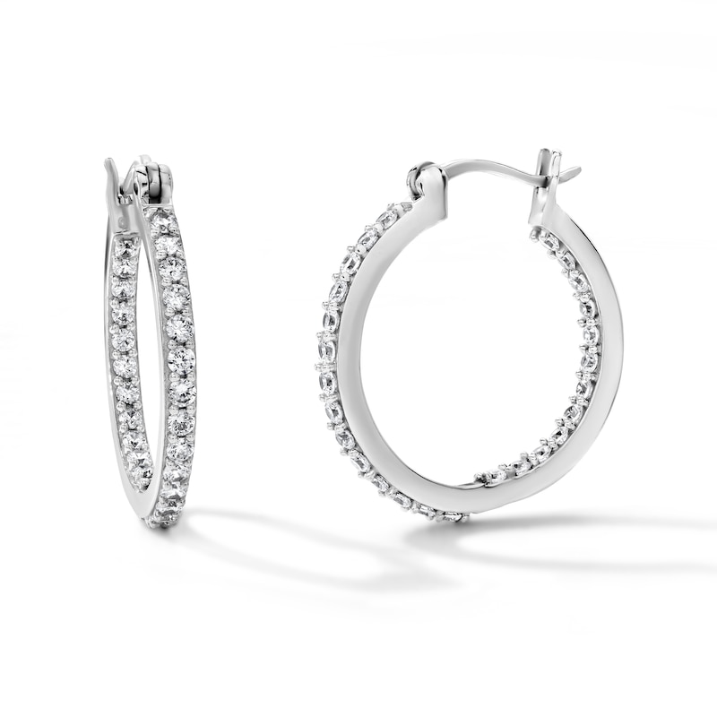 White Rhodium Plated CZ Inside-Out Hoops