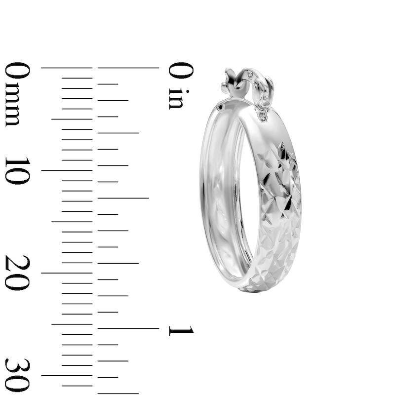 White Rhodium Plated Diamond-Cut Hoops