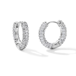 Silver-Plated CZ Multi-Row Hoops