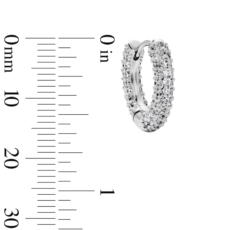 White Rhodium Plated CZ Multi-Row Hoops