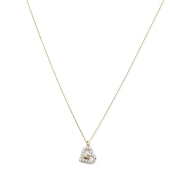 14K Gold Plated CZ and Polished Double Heart Pendant - 16" + 2"