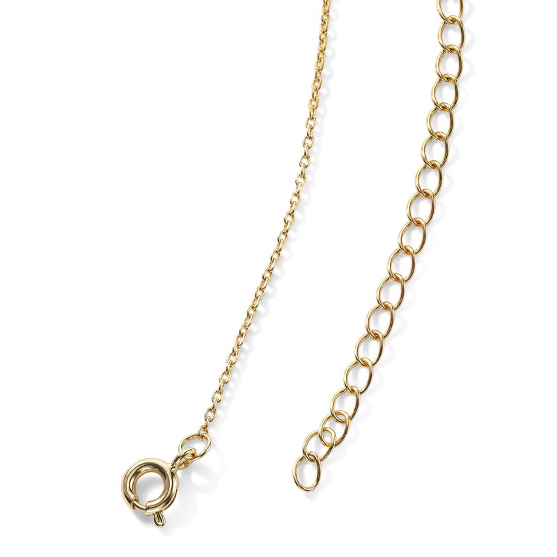 14K Gold Plated CZ and Polished Double Heart Pendant - 16" + 2"