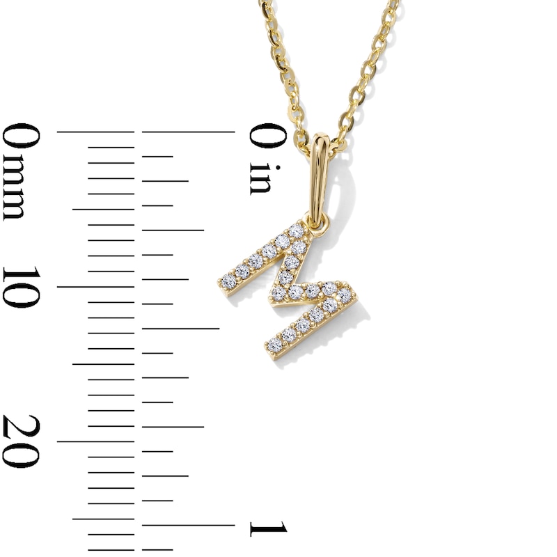 14K Gold-Plated CZ Mini "M" Initial Necklace - 16" + 2"