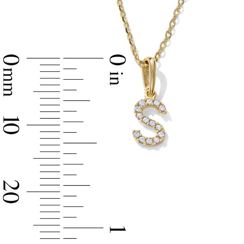 14K Gold-Plated CZ Mini "S" Initial Necklace - 16" + 2"