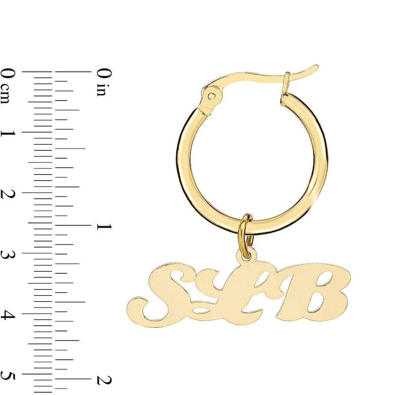 14K Gold Plated Script Initial Drop Hoops