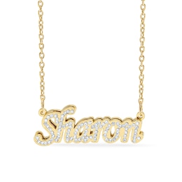 14K Gold Plated CZ Double Script Name Necklace - 18"
