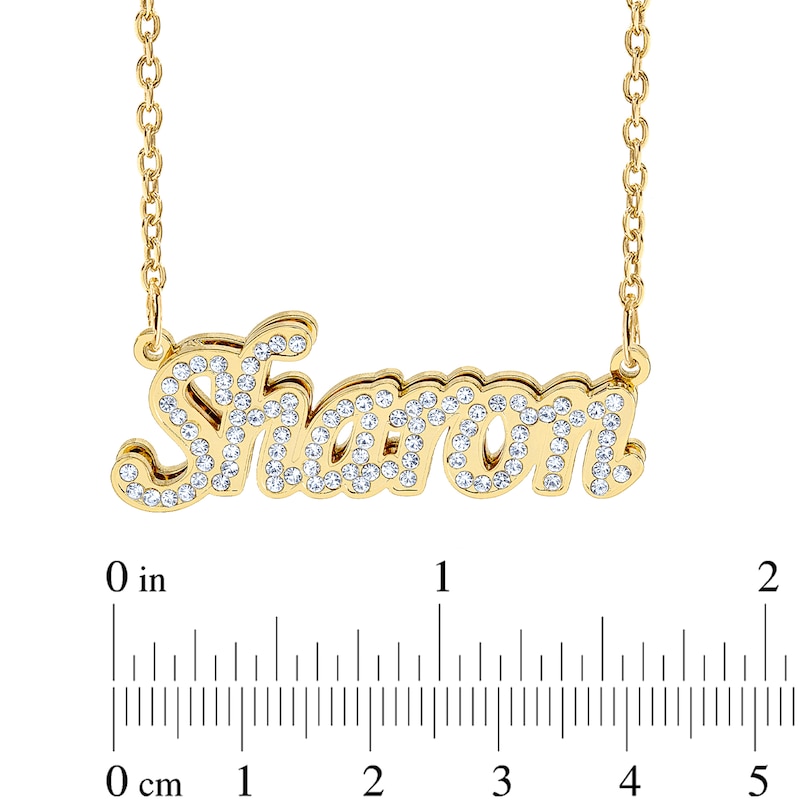 14K Gold Plated CZ Script Double Name Necklace - 18"