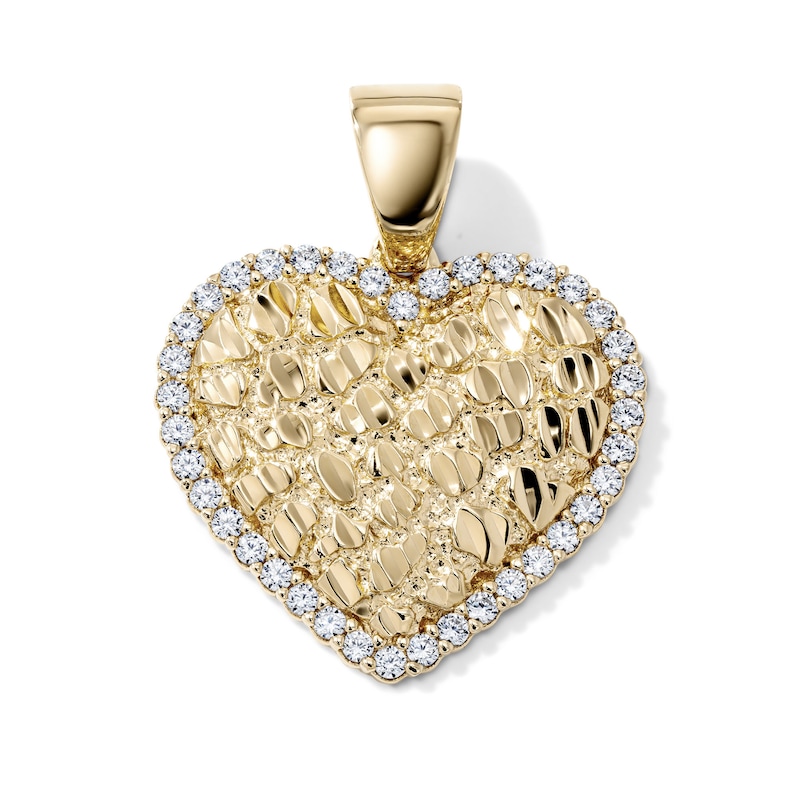 14K Gold-Plated CZ Nugget Heart Charm