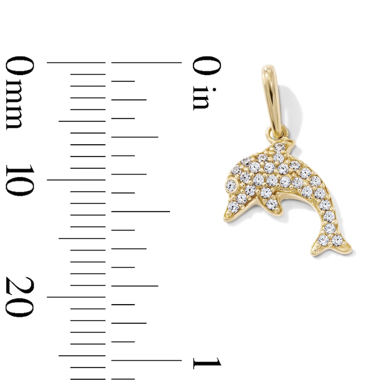 14K Gold-Plated CZ Pavé Dolphin Charm