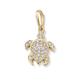 14K Gold-Plated CZ Pavé Sea Turtle Charm