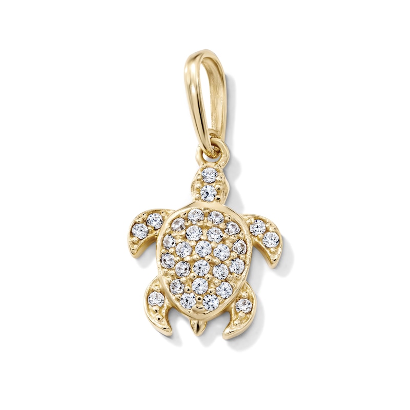 14K Gold-Plated CZ Pavé Sea Turtle Charm