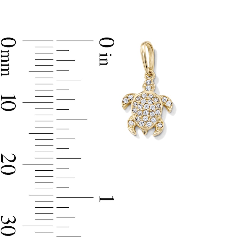 14K Gold-Plated CZ Pavé Sea Turtle Charm