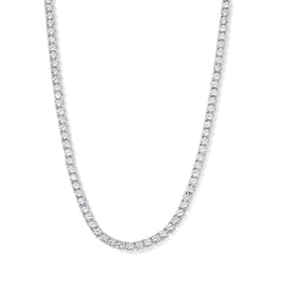 Silver-Plated CZ 3mm Tennis Necklace - 22"