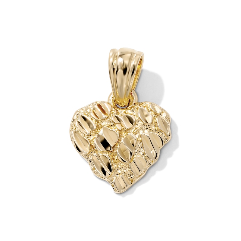 14K Gold-Plated Nugget Textured Heart Charm