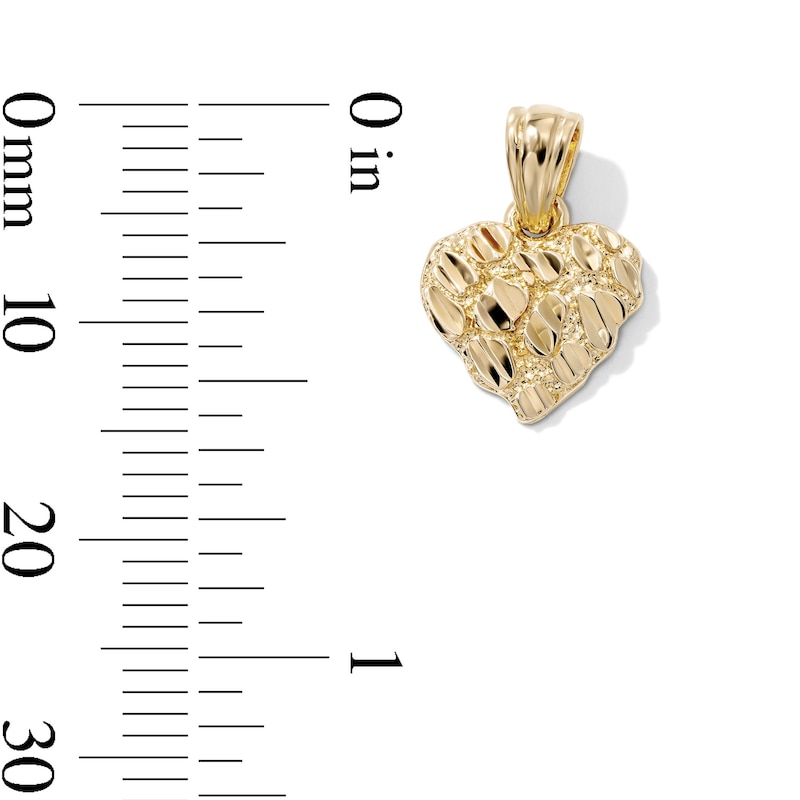 14K Gold-Plated Nugget Textured Heart Charm