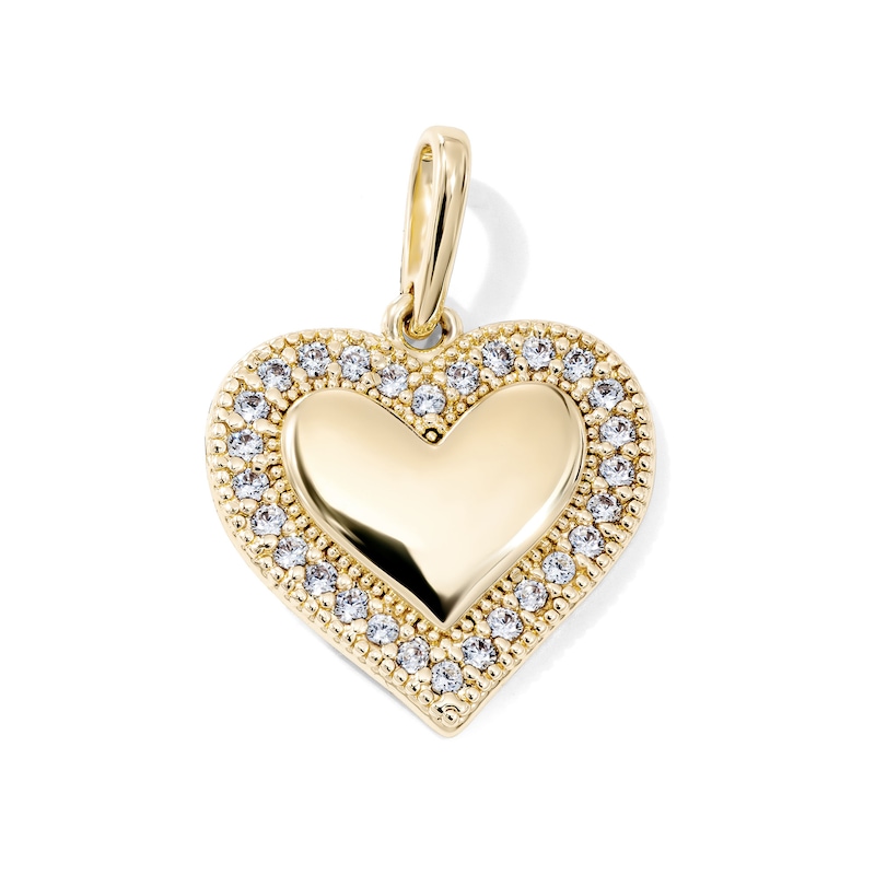 14K Gold-Plated CZ Puffy Heart Charm