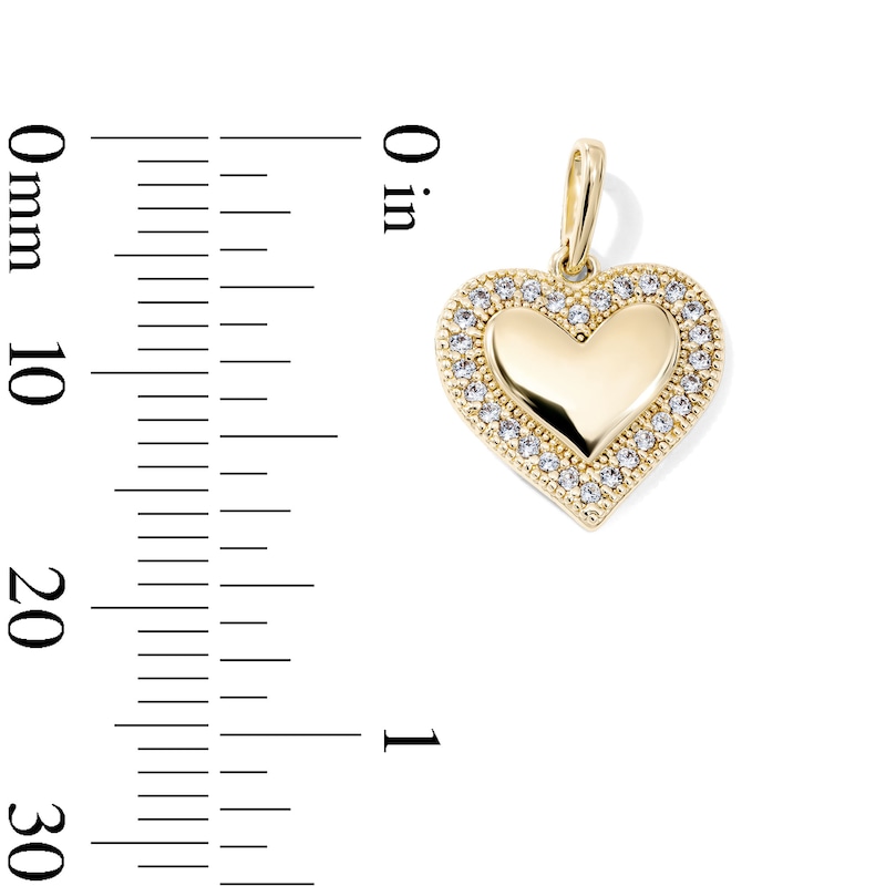 14K Gold-Plated CZ Puffy Heart Charm