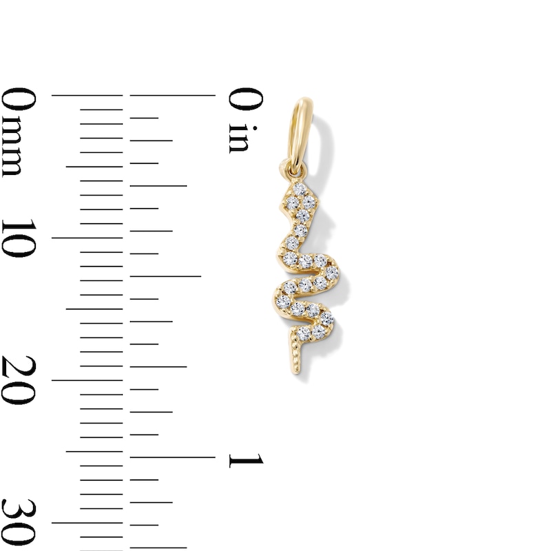 14K Gold-Plated CZ Pavé Snake Necklace Charm