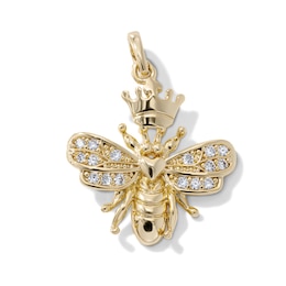 14K Gold-Plated CZ Queen Bee Necklace Charm