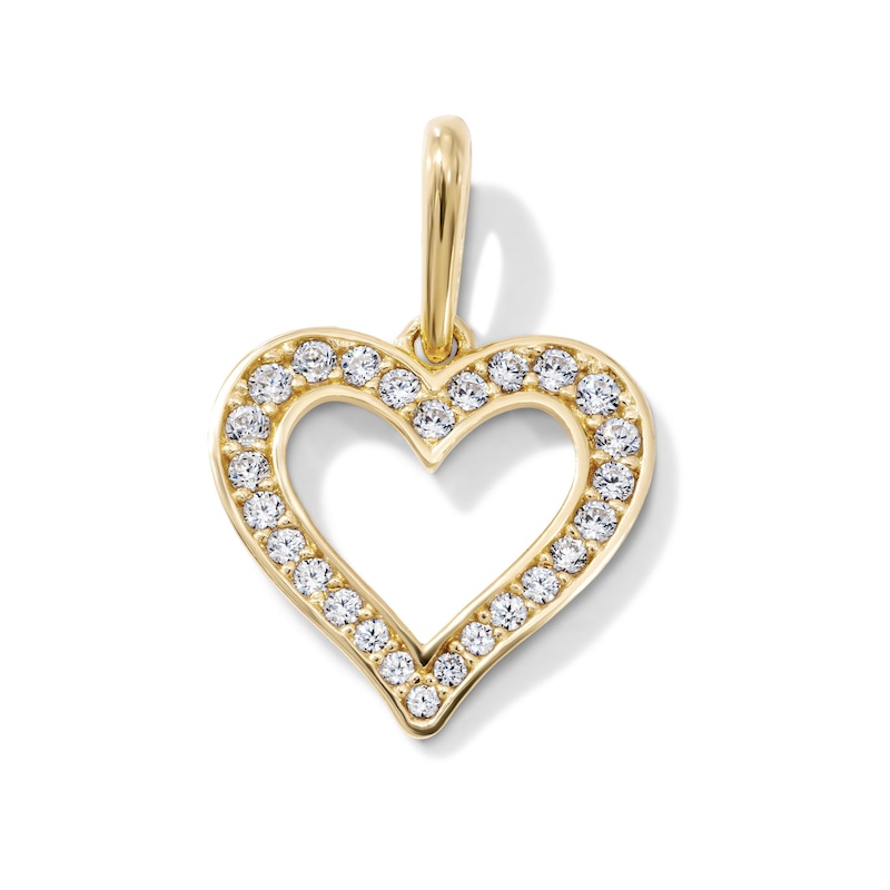 14K Gold-Plated Channel-Set CZ Open Heart Charm