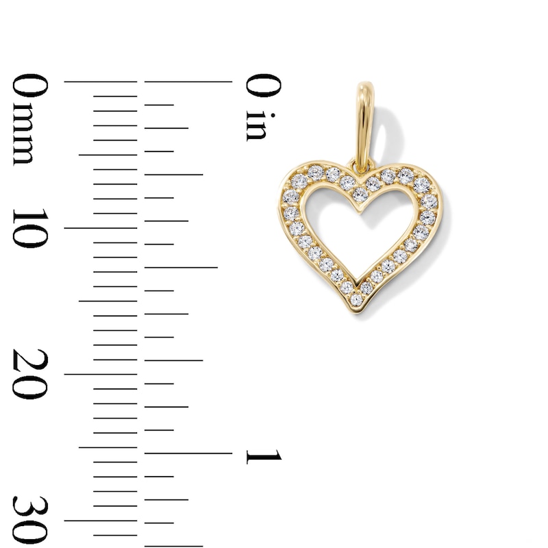14K Gold-Plated Channel-Set CZ Open Heart Charm
