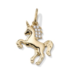 14K Gold-Plated CZ Unicorn Necklace Charm