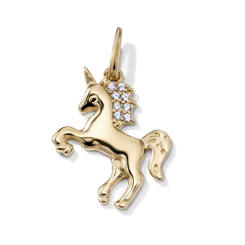 14K Gold-Plated CZ Unicorn Necklace Charm