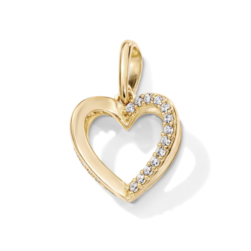 14K Gold-Plated CZ Interlocking Open Heart Charm