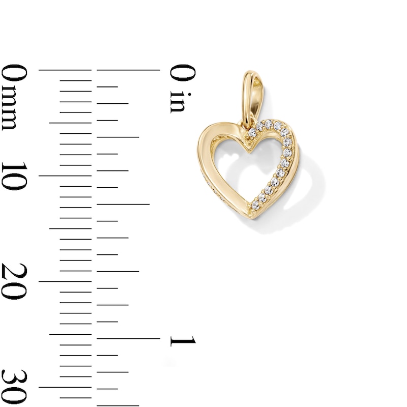 14K Gold-Plated CZ Interlocking Open Heart Charm