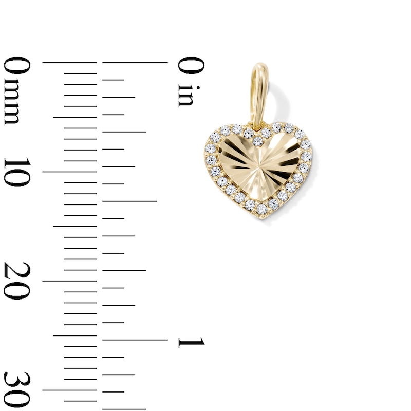14K Gold-Plated CZ Diamond-Cut Heart Charm