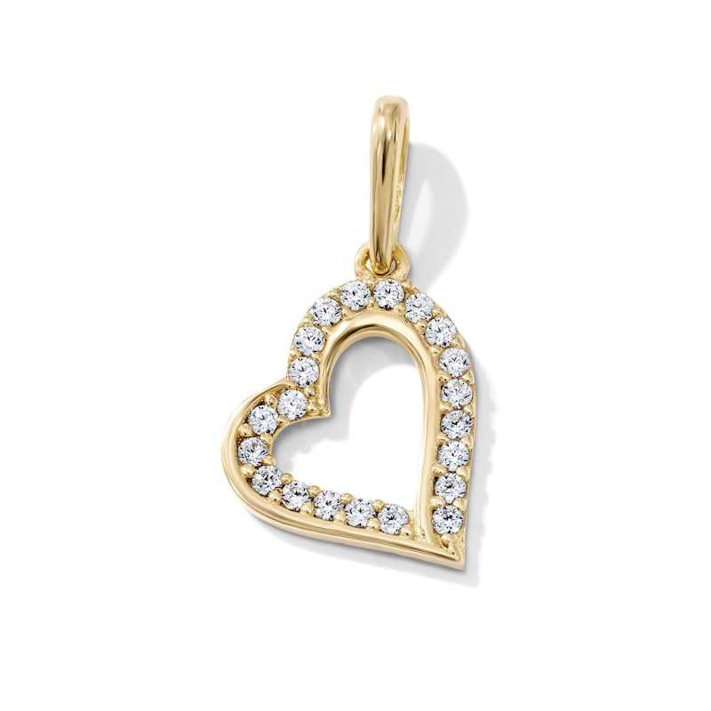 14K Gold-Plated CZ Open Heart Charm