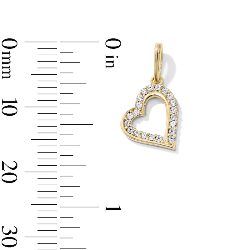 14K Gold-Plated CZ Open Heart Charm