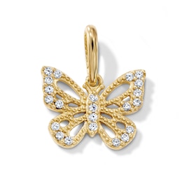 14K Gold-Plated CZ Filigree Butterfly Charm