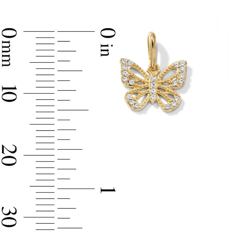 14K Gold-Plated CZ Filigree Butterfly Charm