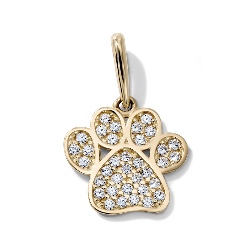 14K Gold-Plated CZ Paw Charm