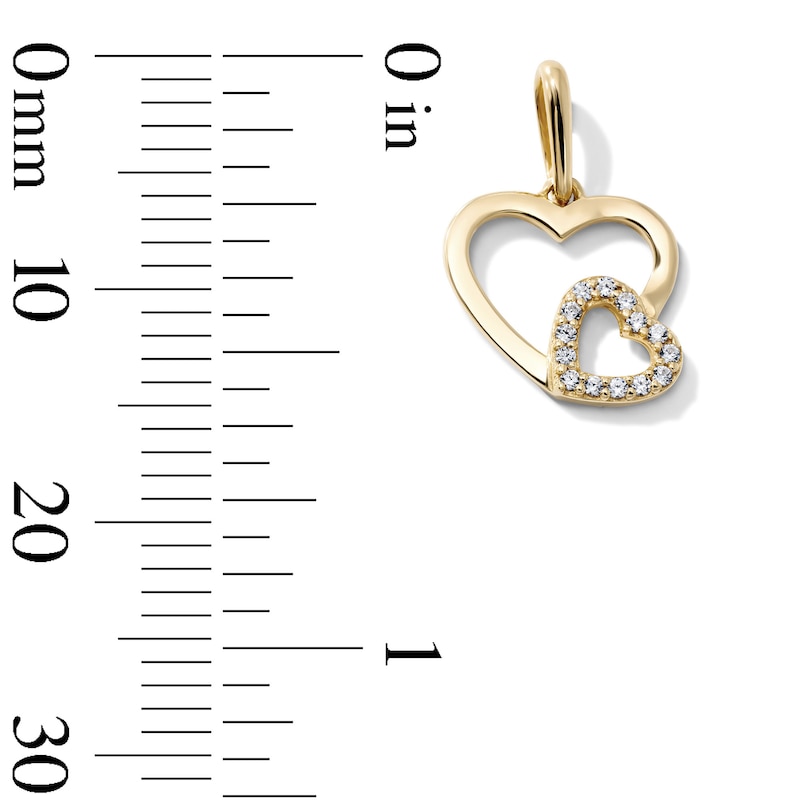 14K Gold-Plated CZ Double Heart Charm