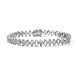 Silver-Plated CZ Cross Link Bracelet - 8"