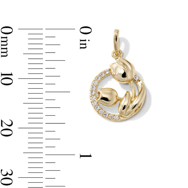 14K Gold-Plated CZ Double Rose Circle Charm
